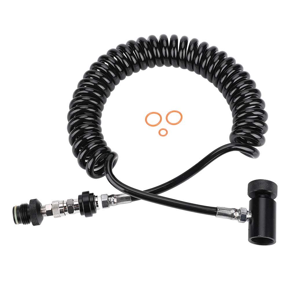 Alomejor Paintball Adapter Hose with Remote Coil Line and Quick Disconnect Release Adapter for HPA CO2