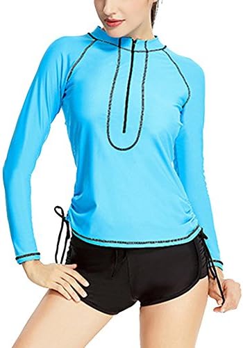 Vividda Sporty Long Sleeve Tankini Top with Boy Shorts Swimwear Two Piece Swimming Costume