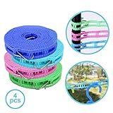 Windproof Clothesline | Set of 4 5m Portable Nylon Clothes Hanger Rope with Durable Stainless Steel Hook | Anti Slip Rust-Resistant Laundry Drip Drier for Home Travel Camping | Color May Vary | 1298.2
