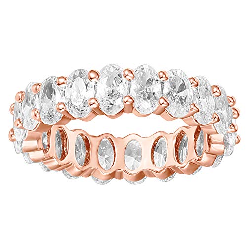 thumbnail image 2 of Mauzew 18K Gold Plated Cubic Zirconia Stacking Rings For Women - Size 5-9, 4mm Wide, Wedding Band Style 2 of 14