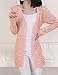 Shawhuaa Womens Crochet Knitted Open Front Cardigan Pocket Sweater Pink