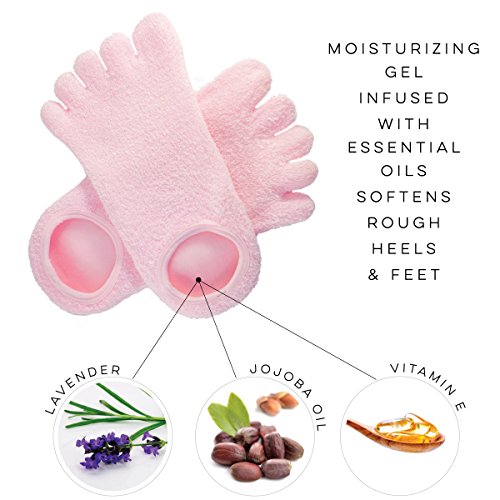 LE EMILIE 5 Toe Moisturizing Gel Socks Perfect for Healing Dry Cracked Heels and Feet
