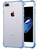 Matone for iPhone 7 Plus Case, for iPhone 8 Plus Case, Crystal Clear Shock Absorption Technology Bumper Soft TPU Cover Case for iPhone 7 Plus (2016)/iPhone 8 Plus (2017) - Clear Blue