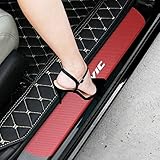 SENYAZON Car Decal Sticker Carbon Fibre Vinyl Reflective Car Door Sill Decoration Scuff Plate for Honda Civic (red)