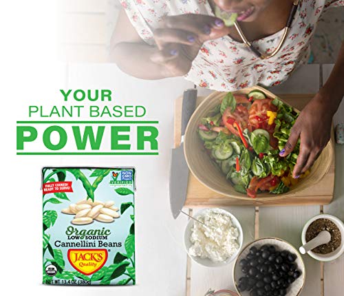 Jack's Organic Cannellini Beans - Packed with Protein & Fiber, Heart Healthy, Low Sodium, Non GMO, BPA Free, Ready-to-eat, 100% Sustainable Packaging, Easy Open Tearstrip, [8 Pack of 13.4oz cartons] - Thumbnail 2