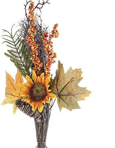 Artificial Fall Ensemble Sunflower, Twig and Leaf Bundle Spray for Home Decor and Flower Arrangements