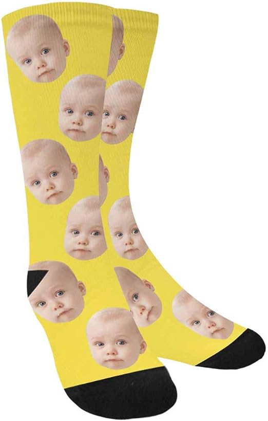 Custom Face on Socks, 6 Baby Children Faces Socks with