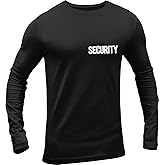 NYC FACTORY Men's Long Sleeve Security T-Shirt Screen-Printed Front & Back Tee