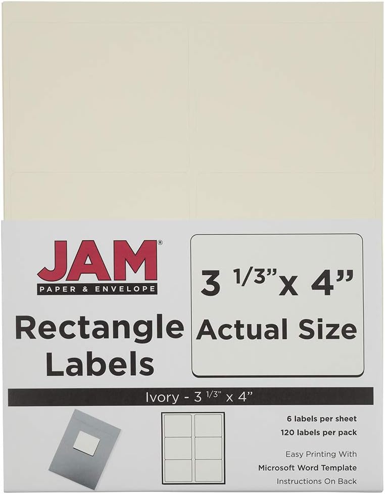 JAM PAPER Shipping Address Labels - Large - 3 1/3 x 4 - Ivory - 120/Pack : Office Products