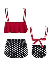 DINIGOFIN Traje de baño de dos piezas para dama con volantes, traje de baño familiar a juego para madre e hija