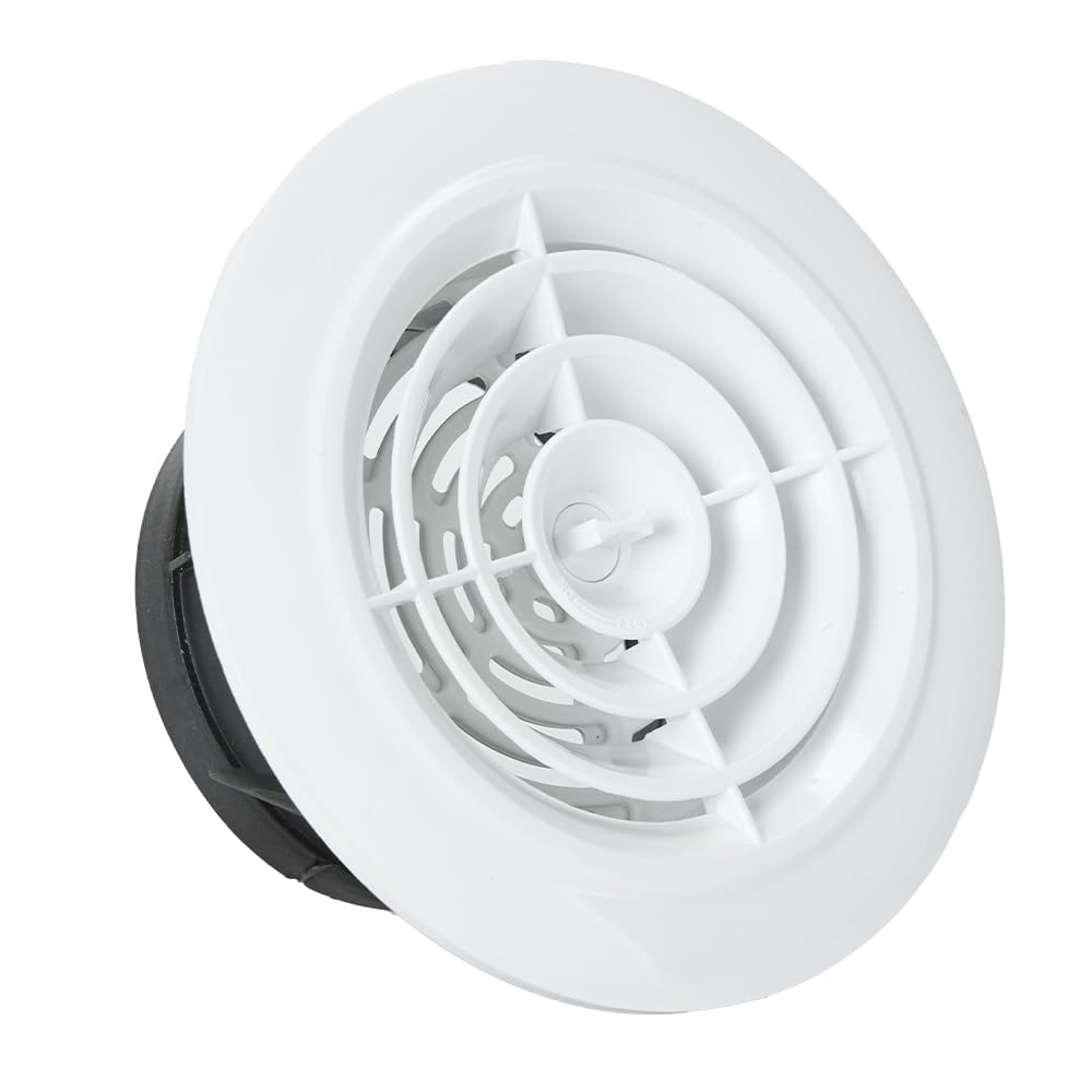 Photo 1 of 4 Inch Round Air Vent ABS Adjustable Soffit Vent White Grille Cover Exhaust Vent Fit for Bathroom Office Kitchen Ventilation