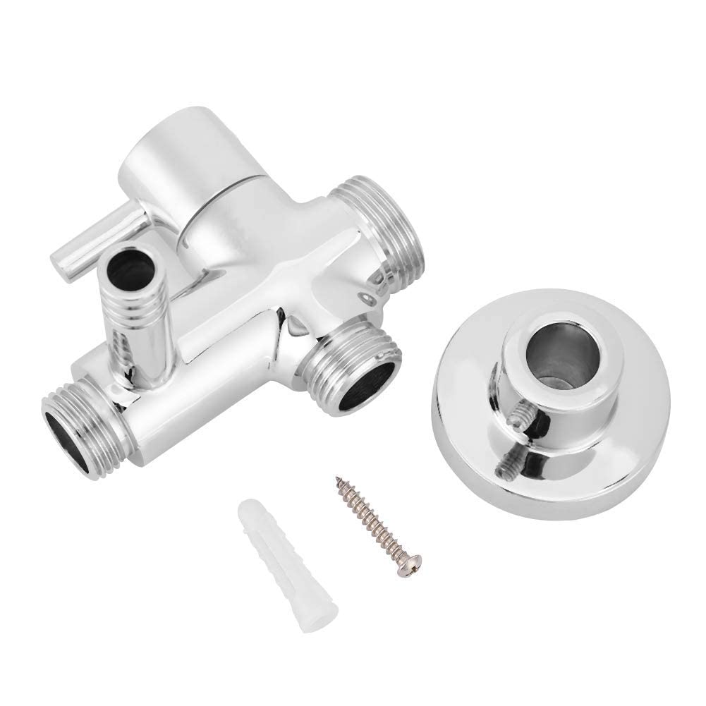 Marvellous Bathroom Angle Valve,3-Way Shower Diverter Valve G1/2'' Wall Mounted Shower Arm Diverter Valve Round Copper Separator Head Diverter Component Replacement with Base Accessories