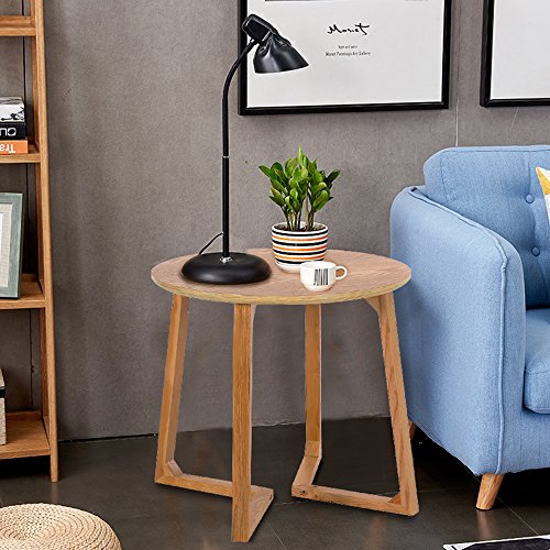 Round Reception Table/Accent Table/End Table for Living Room,Office,Waiting Room,Conference and Meeting Room Wood,Small, Nature Color