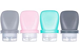 WXOIEOD 1 oz Travel Bottles, Leakproof Silicone Squeeze Bottle Mini Travel Size Container for Toiletries Lotion Shampoo and Conditioner Liquid Salad Dressing to go Condiment, TSA Approved, 4 Pack