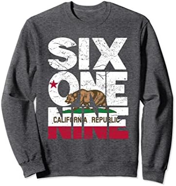 Unisex California Republic Flag Sweatshirt - 619 Area Code Small Dark Heather