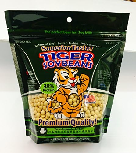 (6 Pack) Tiger Soybeans Premium Quality NON GMO Soybeans - Best Tasting Soy for Soy Milk, Tofu and Roasted Soybeans! Farm Fresh, Grown in the Midwestern United States
