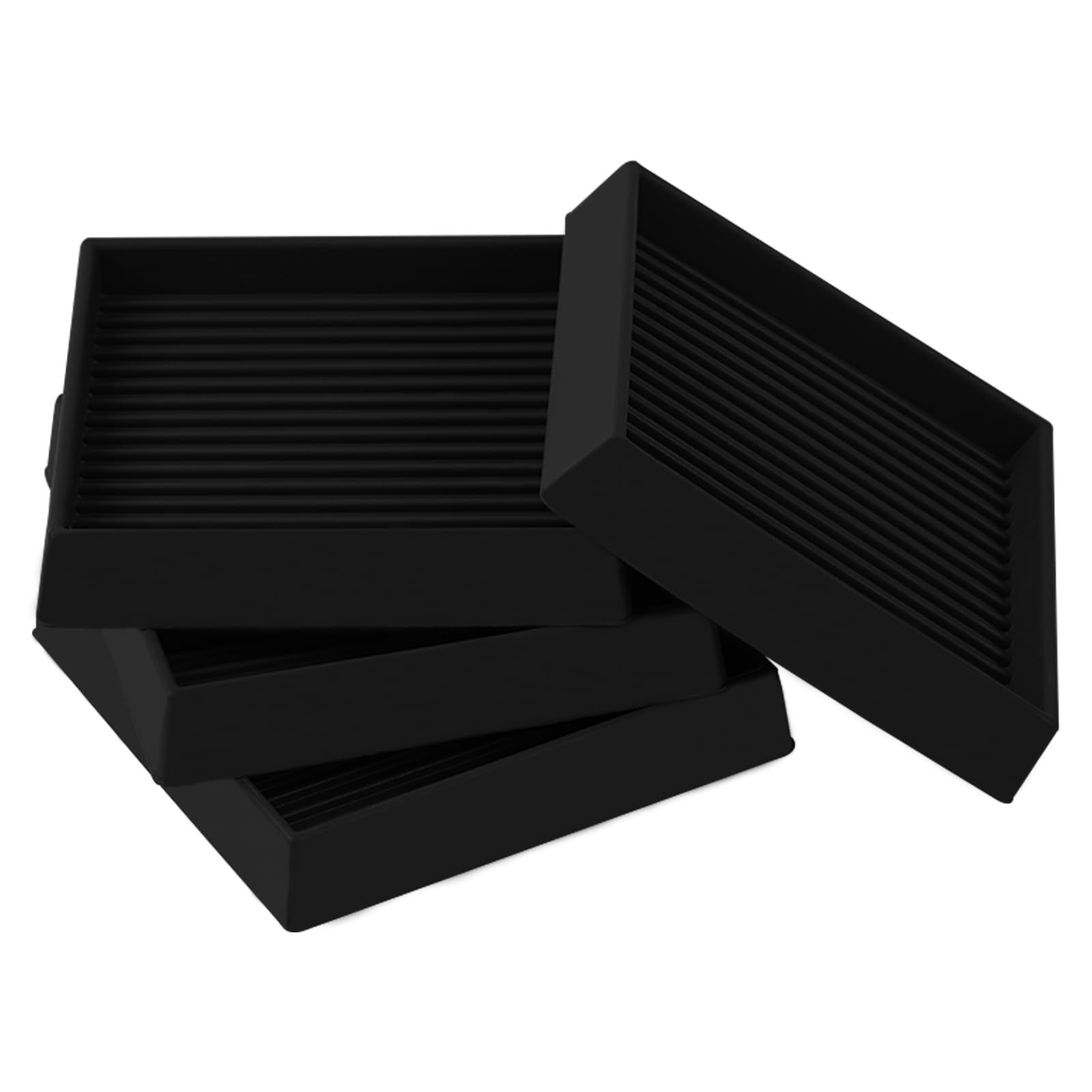 Photo 1 of 3x3 Square Rubber Furniture Caster Cups, Anti-Sliding Furniture Pads Bed Stopper Floor Protectors with Grip - Protect Any Flooring