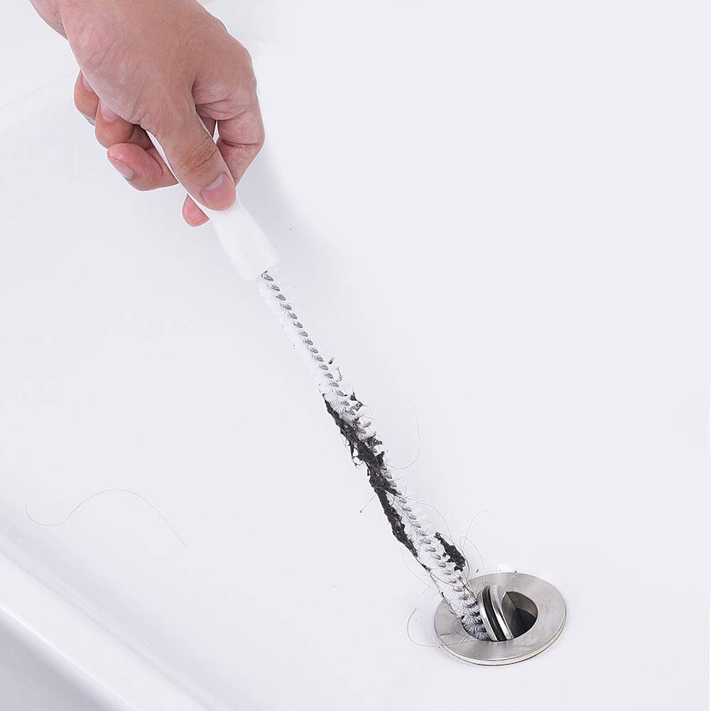 Universal Pipe Dredging Sink Cleaning Brush, Spiral Nylon Bristles, Free to bend,Easy to use Strong and Durable, Easy to Clean, Reusable