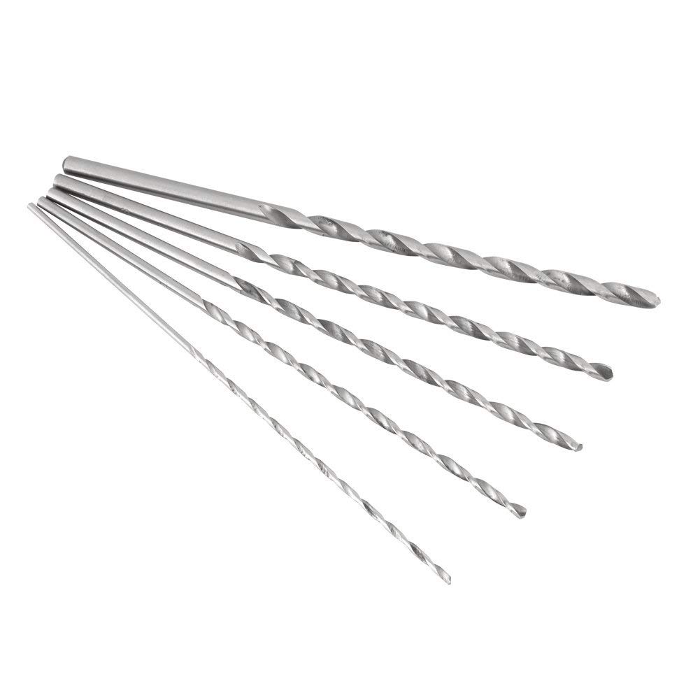5Pcs Long Drill Bits Wood, 150 mm Long High Speed Steel Straight Shank Twist Drill Bits 2mm 3mm 3.5mm 4mm 5mm Hardness Spiral Wood Drill Bit for Drilling Tool Wood Metal