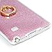 Note 4 Case,Samsung Galaxy Note 4 Case - 360 Degree Rotating Metal Ring Kickstand with Bling Shiny Sparkle Detachable Back Shell Slim Fit Soft TPU Skin Gel Cover by Badalink - Hot Pink