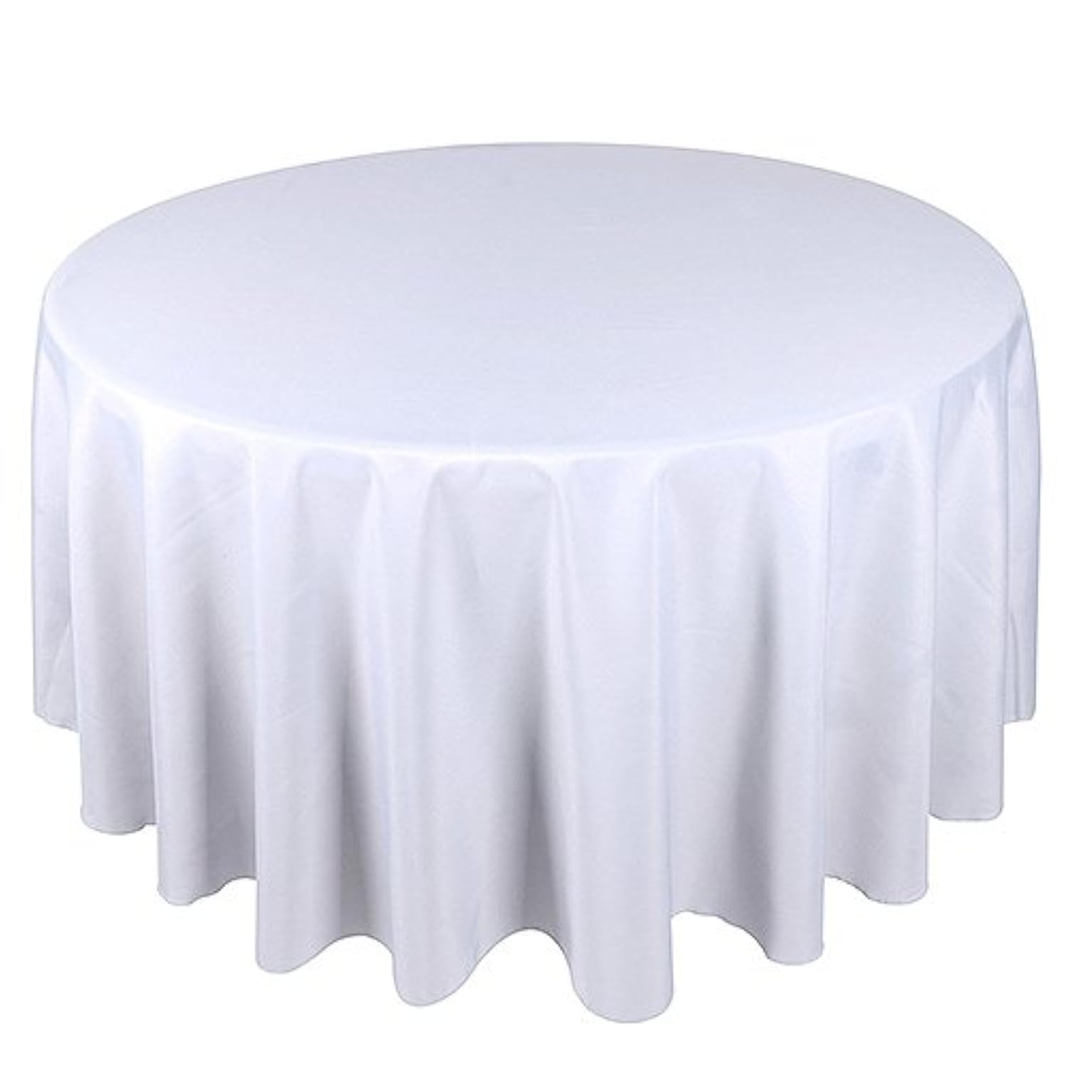 Sterling Mill Polyester Round Tablecloth – Christmas Elegant Table Cover for Weddings, Dinner, Parties, Birthday, Banquets and Events, White 90" Round
