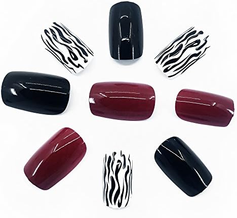 O2 Salon D43 Full Cover 3D Acrylic Fake False Nails Art Tips for Nail salon, Girls, Women, Bridal Wedding Dating Party (24 pcs/ 1 set)