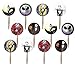 Party Over Here Jack Skellington Double-Sided Cupcake Picks Cake Toppers -12 pcs, Nightmare Before Christmas, Halloween Skeleton