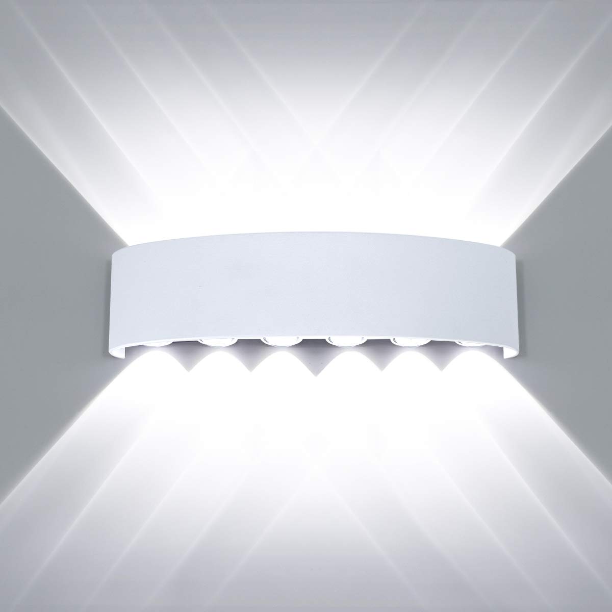 HAWEE Modern Wall Light LED Wall Lamp Up and Down Waterproof Aluminum Wall Wash Lights Indoor Outdoor for Bedroom Bathroom Stairs Porch Corridor Living Room Hallway, 12W White