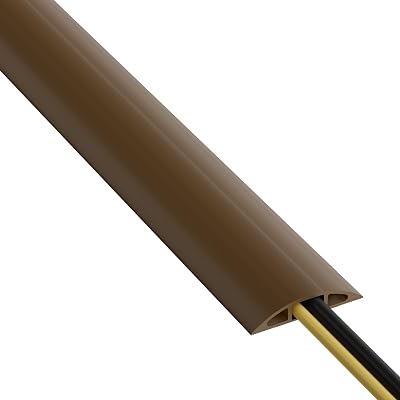 D-Line 1.8m Floor Cable Cover Brown Ribbed Non-Slip Base 17x9mm Cavity