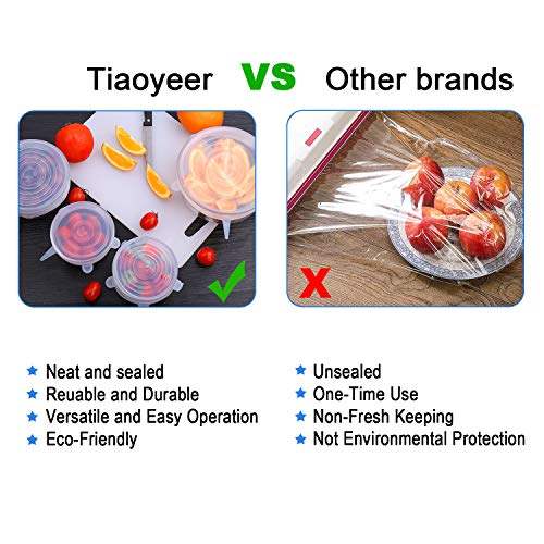 Silicone Stretch Lids -Tiaoyeer 12 Pcs Reusable Container Bowl Food Saver Covers Fit Various Shapes Sizes,Non-Stick Storage Covers for Keeping Food Fresh,Safe in Dishwasher, Microwave and Freezer - Thumbnail 3