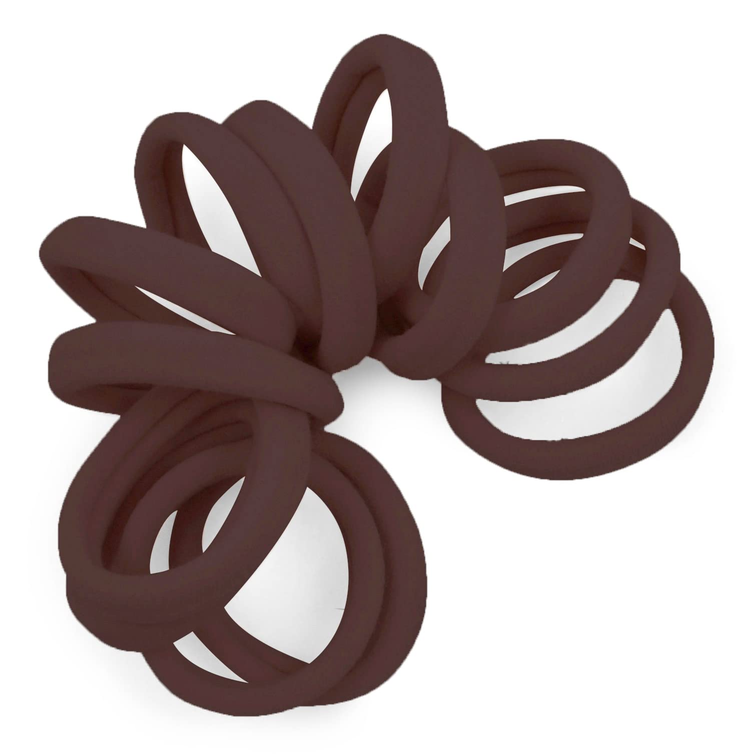 Cyndibands Dark Brown Seamless Hair Ties, Elastic Fabric Ponytail Holders - 12 Count