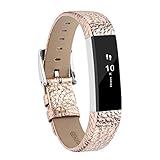Adepoy Fitbit Alta Bands and Alta HR Bands, Leather Replacement Wrist Bands for Fitbit Alta HR and Fitbit Alta Rosegold