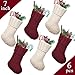 LimBridge Christmas Mini Stockings, 6 Pack 7 inches Knitted Knit Rustic Stocking Decorations for Whole Family, Burgundy and Cream