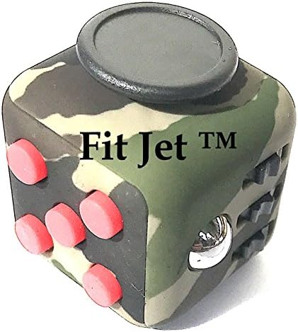 Fidget toys Cube for Fidgeters! Relieve Stress, Anxiety, and Boredom all at your finger tips (Army Red Button)