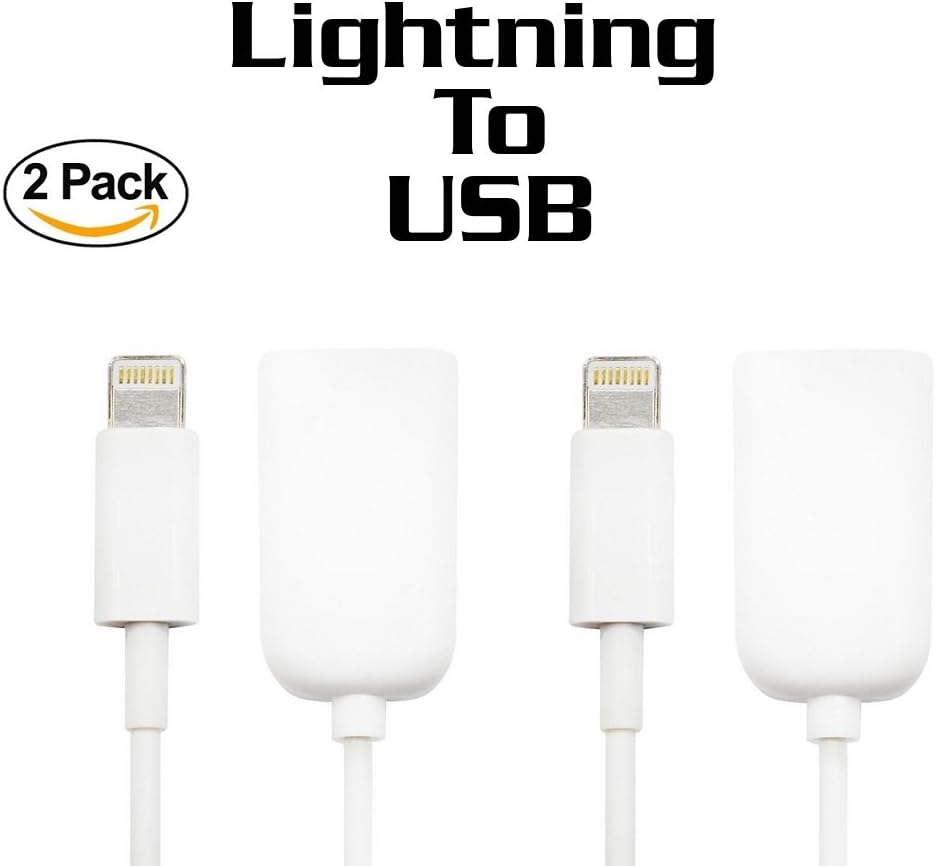 buytosave Premium Lightning 8 pin to USB Female OTG Adapter Cable for iPad 4 & iPad Mini (2 Pack)