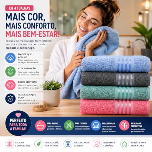 Kit Toalha Multiuso 62x120cm Para Banho Mesa Cozinha Sortidas