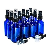 (12 Pack) 2 oz. Cobalt Blue Boston Round with Black Fine-Mist Sprayer (.1 ml) (20/400)
