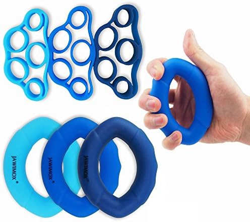 Hand Grip Strengthener Workout Kit (6 Pack) Ergonomic Silicone Finger Exerciser Rings 30-40-50LB Strengthen Your Grip and Forearms for Men Women of All Ages By Jawimox