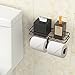 ODesign Adhesive Toilet Paper Holder with Shelf Bathroom Shelf Organizer Tissue Paper Roll Towel Holder Storage Rack with Traceless Transparent Adhesi