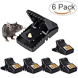 Mouse Trap, Rat/Mice Trap Electronic Jaws Humane Power Rodent Killer,Poseca Sensitive Catching Mice with 6 Pack (6 Pack, Black)