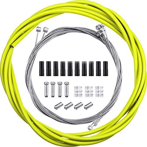 4 Pieces Universal Bike Inner Brake Cable Housing Kit Bicycle Brake Cable Replacement for Mountain and Road Bike Gear Kit (Green)