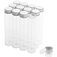 Cadbibe 80ml Glass Clear Test Tubes with Screw Caps and Plastic Stoppers, Liquid Sample Vial, Leak-Proof Flat Test Tubes, 12PCS
