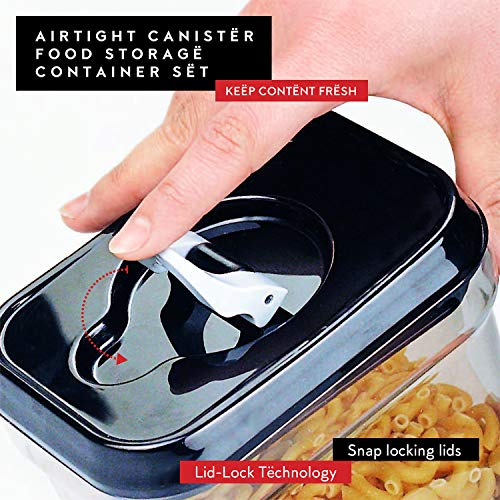 DWËLLZA KITCHEN Airtight Food Storage Containers - 5 Piece Set - Air Tight Lid - Kitchen & Pantry Containers - Clear Thick Plastic Canisters - BPA-Free - Keeps Food Fresh & Dry - Thumbnail 3
