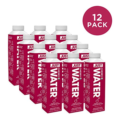 JUST Water Infused | Organic Cherry | 100% Premium Spring Water flavored with Organic Essences in a Paper-Based Recyclable Bottle, No Sugar, Artificial Flavors or Sweeteners, 16.9 fl oz (Pack of 12)