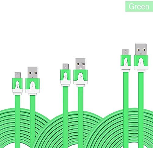 FULiYEAR 3-Pack 3.3ft USB 2.0 Cable Flat Fast Charge &amp; Data Sync for Android Phones (Green)