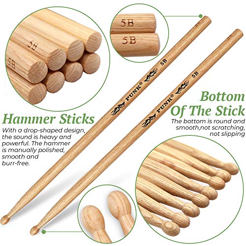 5B Drumsticks American Ash Wood Tip Student Drum Sticks(4 Pairs)