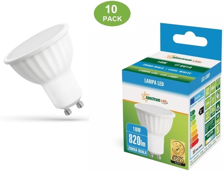 Spectrum 10pack non dimmable 10W gu10 LED 820lm cool white led