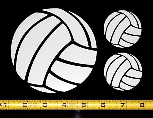 Volleyball- Single Color Set of 3 HQ High Gloss White Vinyl Decals!