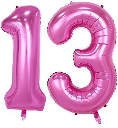 40inch Pink Number 13 Jumbo foil Helium Balloons for Bithday Party Festival Decorations Photo Props (Pink 13)