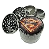 Dark Cool Gray / Titanium Zinc Metal Grinder Superman S5 4 Piece Diamond Cut Teeth 8oz Heavy Duty